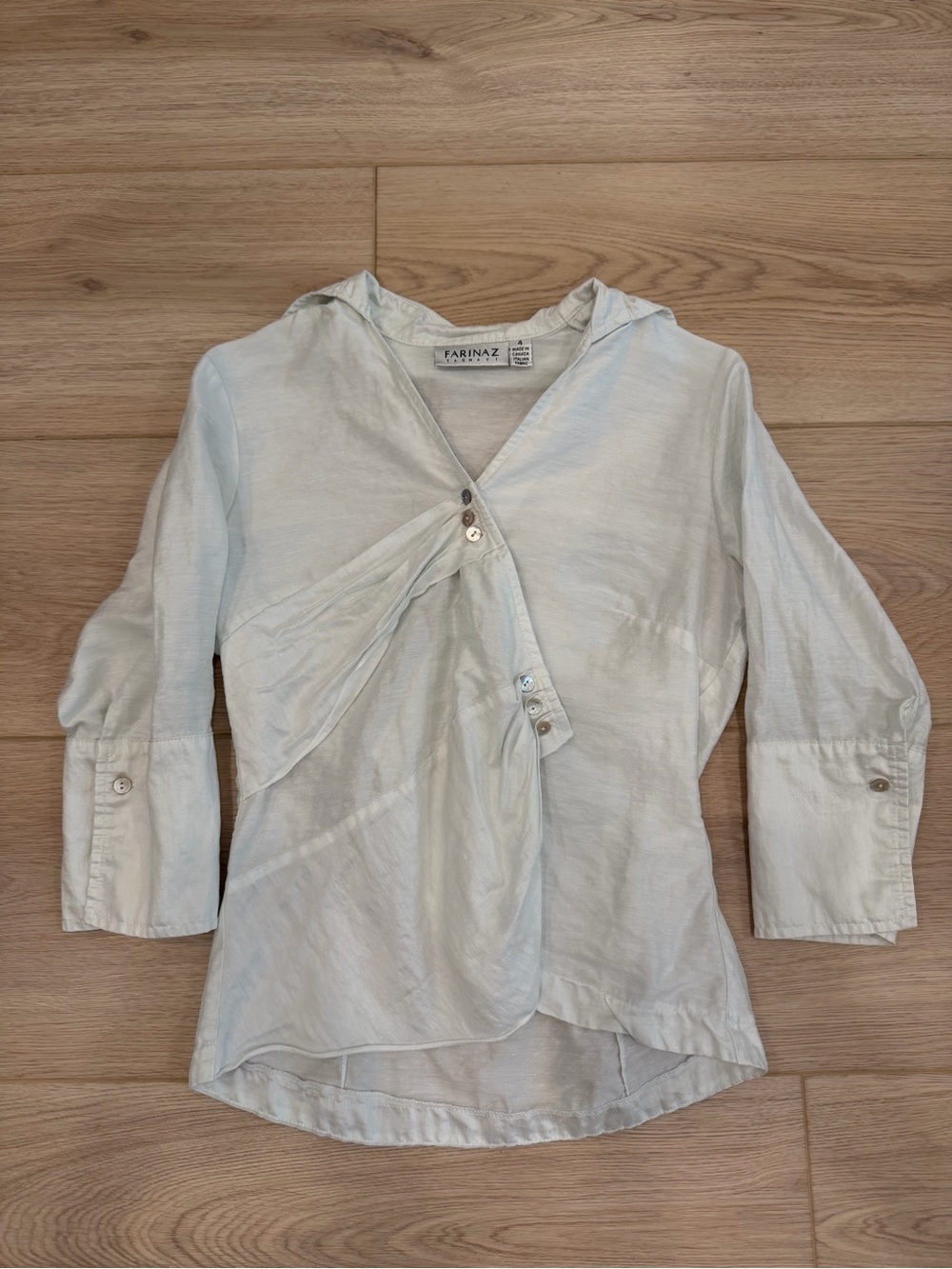 EUC Farinaz Taghavi Abalone Shell Button Up Top